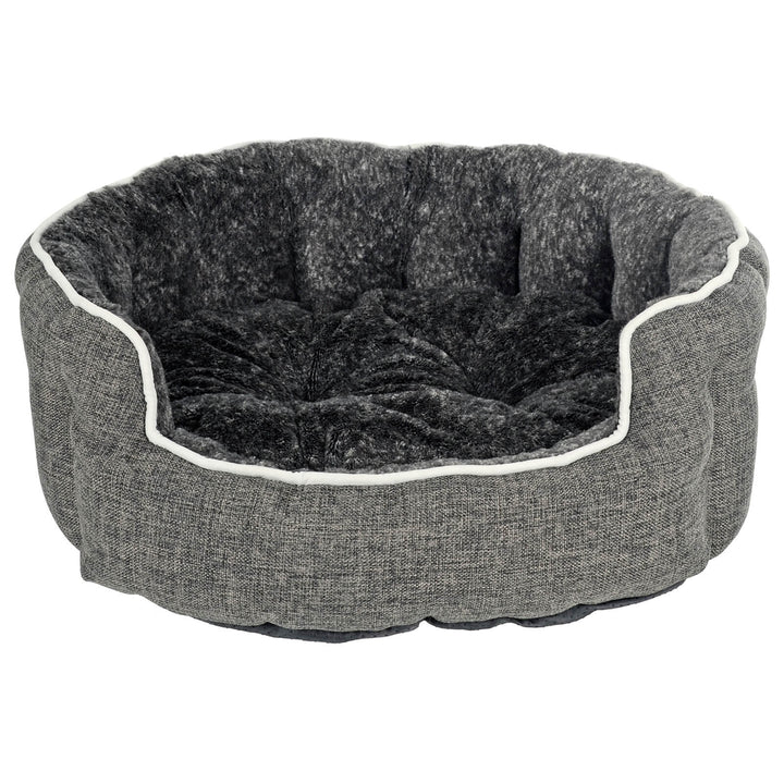 Luxury Oval Pet Bed Linen Fabric Padded Scallop Wall Dog Sofa