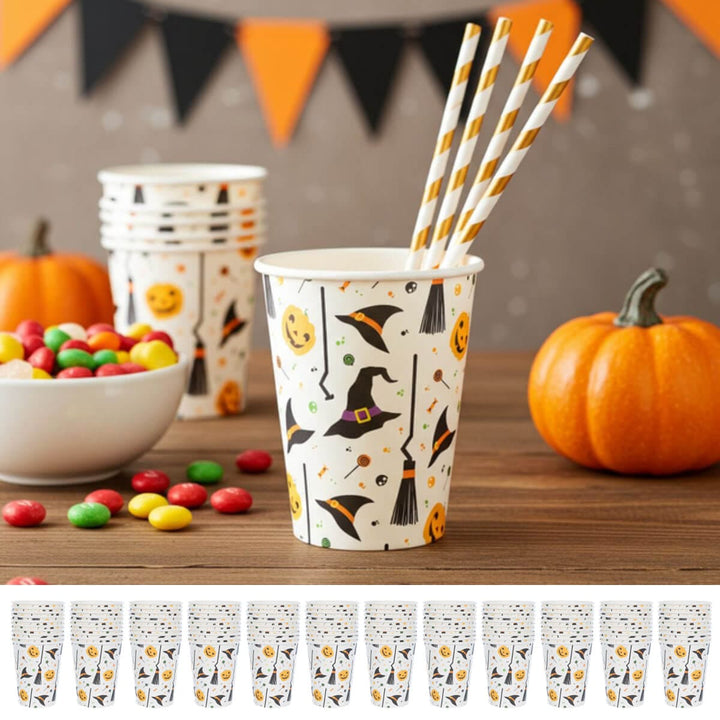 Bulk Packs of Halloween Table Decor Witch Hat Cups Plates Napkins