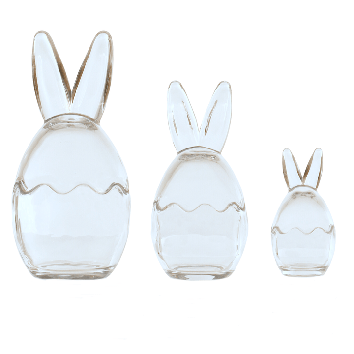 set of 3 bunny ears storage jar side by side spaced out on white background