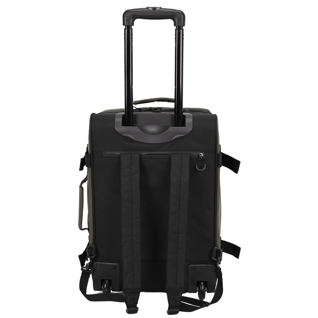 back view of small 20" case with backpack straps which can be zipped awau
