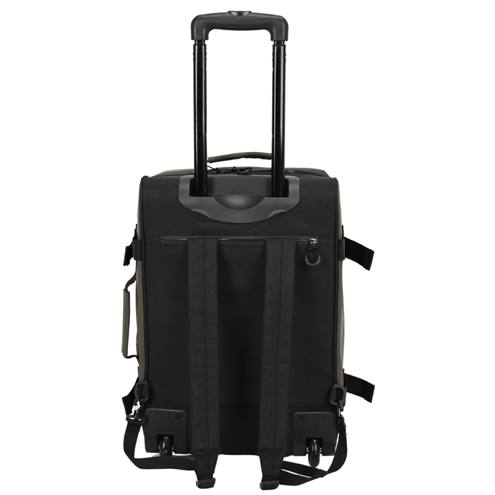 back view of small 20" case with backpack straps which can be zipped awau