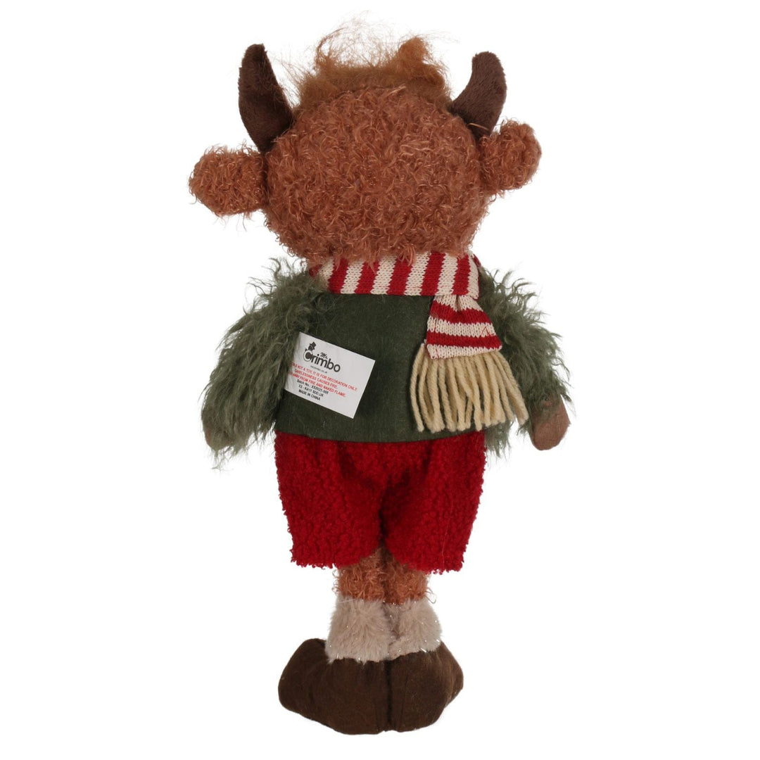back view of highland cow figure with plush hairs and glitter socks