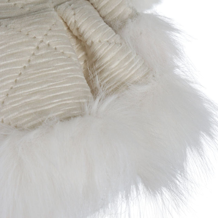 Close-up of white yarn with a textured pattern