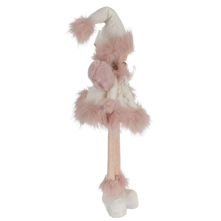 Plush angel with pink and white fur on a white background