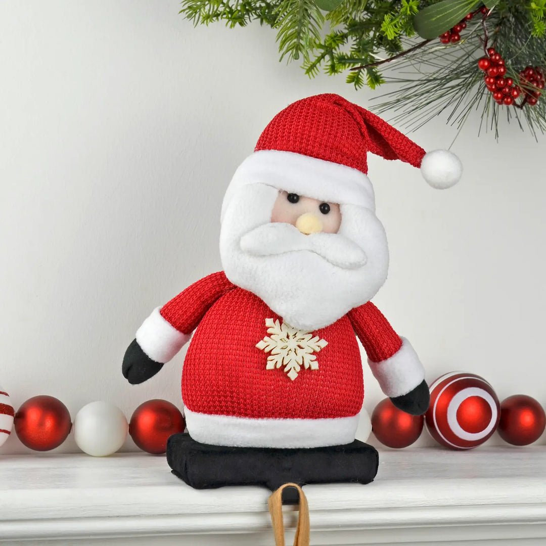 Plush Fabric Christmas Stocking Hanger Santa Snowman Holder Hook