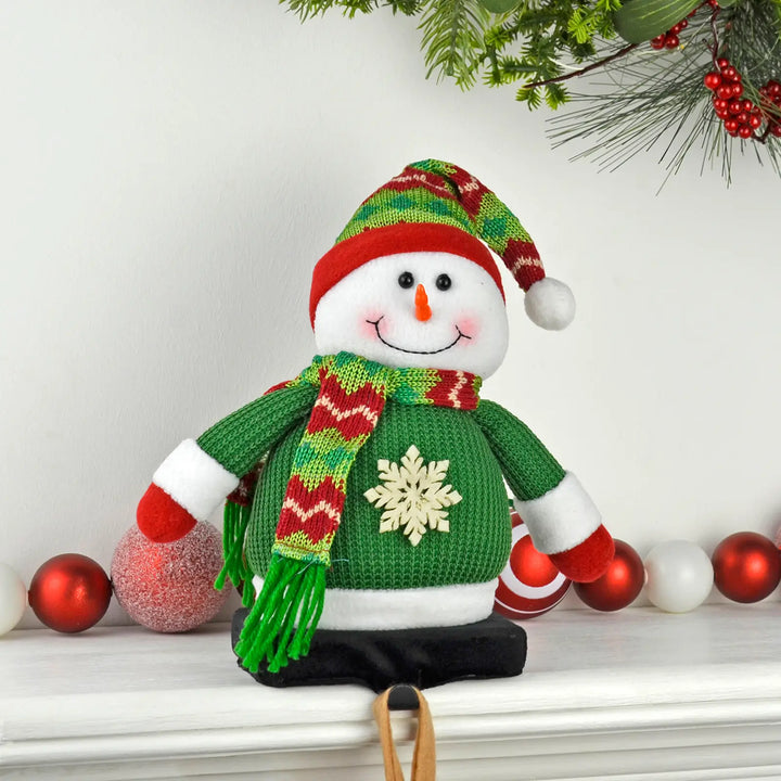 Plush Fabric Christmas Stocking Hanger Santa Snowman Holder Hook