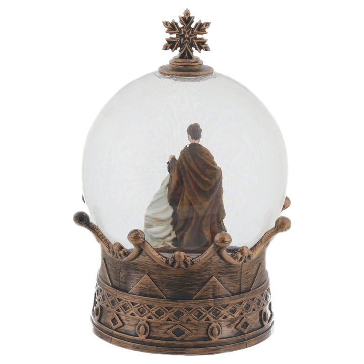 Christmas Nativity Scene Glitter Spinner Snow Globe Crown Decoration