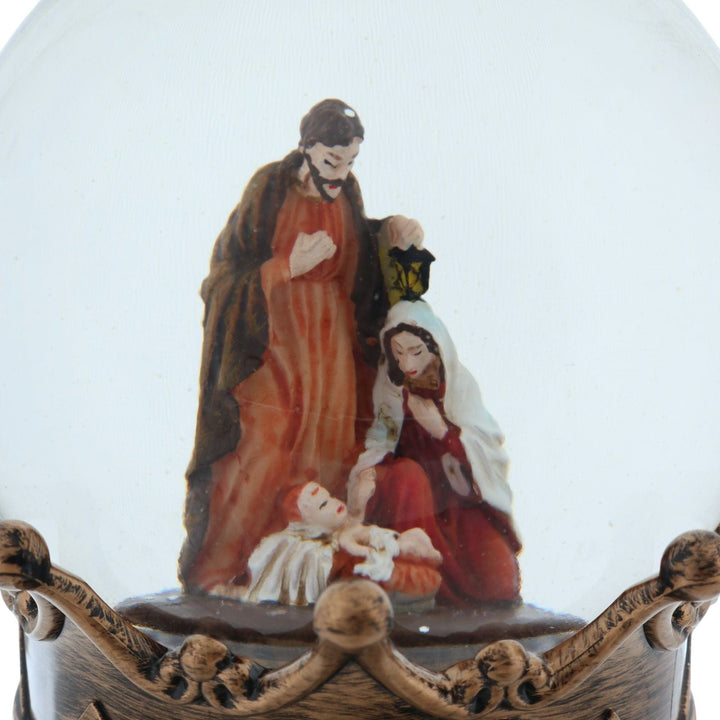 Christmas Nativity Scene Glitter Spinner Snow Globe Crown Decoration