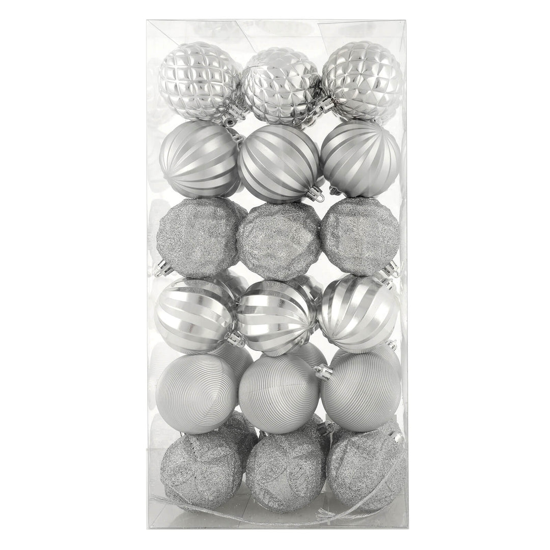 Pack of silver baubles for Christmas tree decoration
