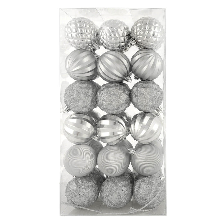 Pack of silver baubles for Christmas tree decoration