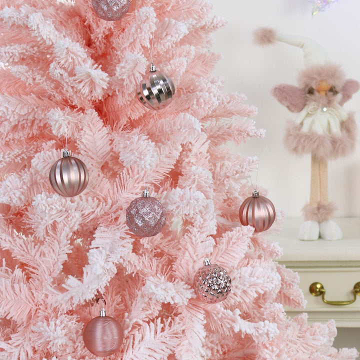 Pack of 36 Christmas Tree Baubles Matt Mirror Glitter Plastic 6cm