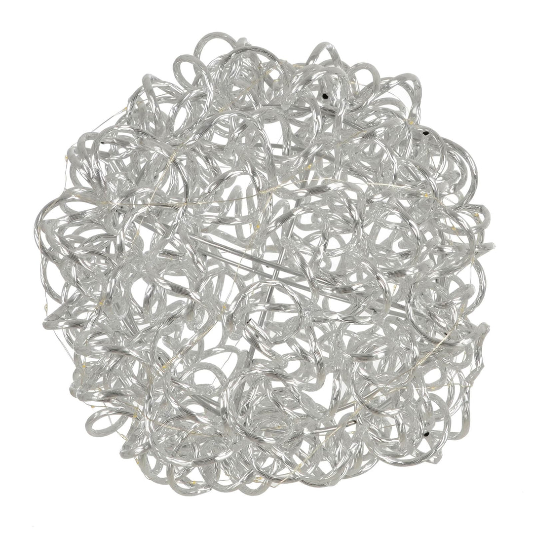 Christmas decoration with aluminium twisted ribbons and LED lights