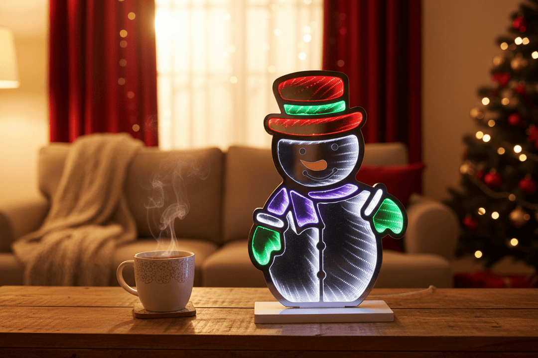 Christmas LED Infinity Mirror Decoration Double Sided Light 40cm