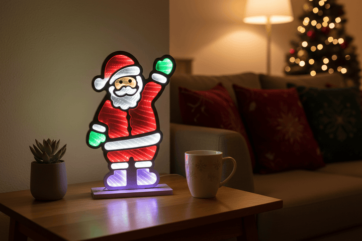 Christmas LED Infinity Mirror Decoration Double Sided Light 40cm