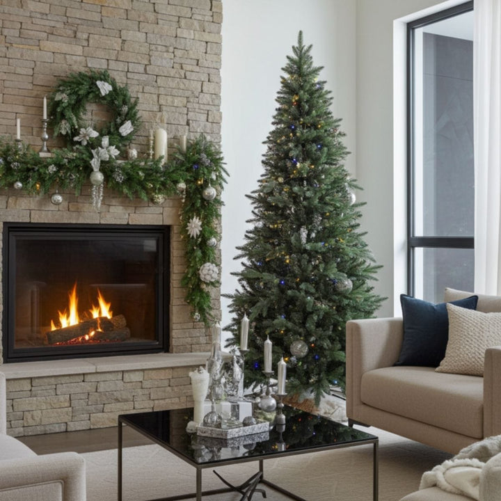 6ft Pre-Lit Pop Up Christmas Tree 180 Multi Colour Warm White Lights