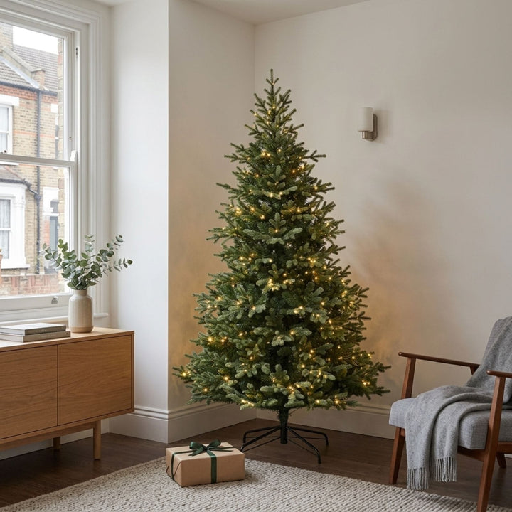 6ft Pre-Lit Green Artificial Christmas Tree Mixed Tips Warm White LED