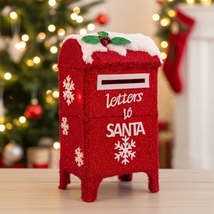Decorative red mailbox with &