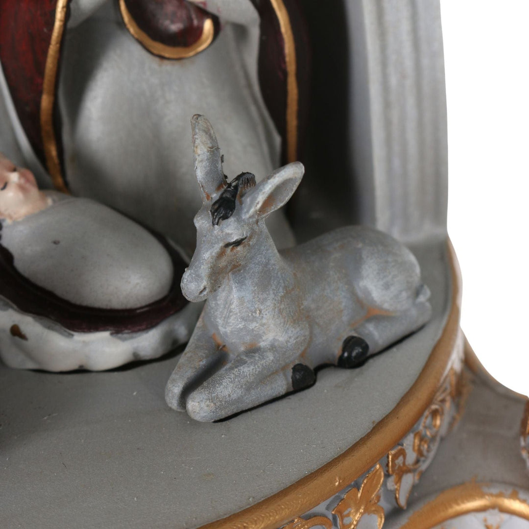 detail shot of donkey in nativity scene
