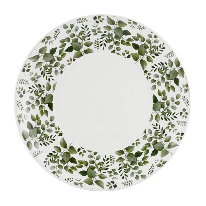 Saucer printed with eucalyptus leaves pattern