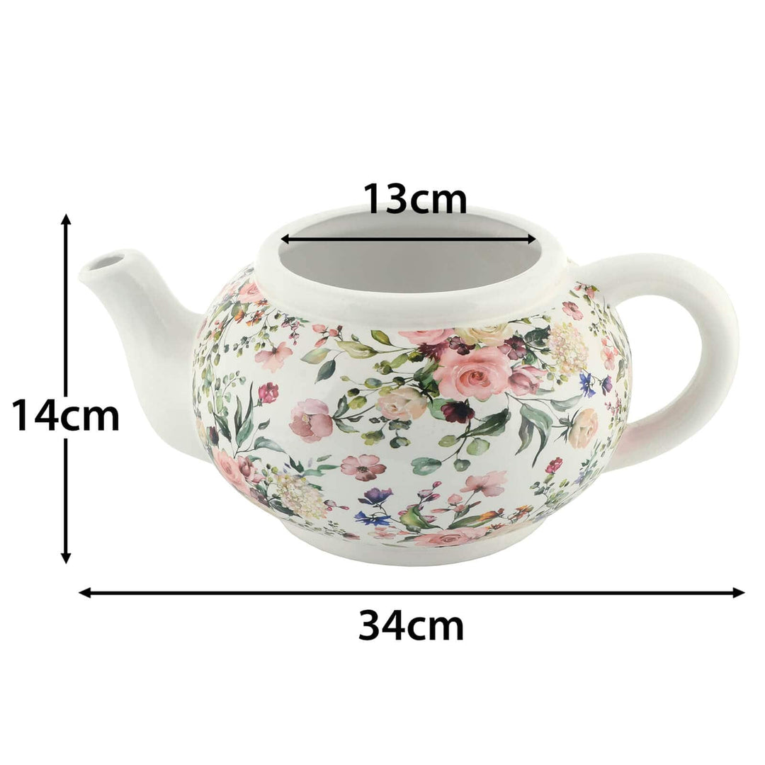 White teapot with measurements