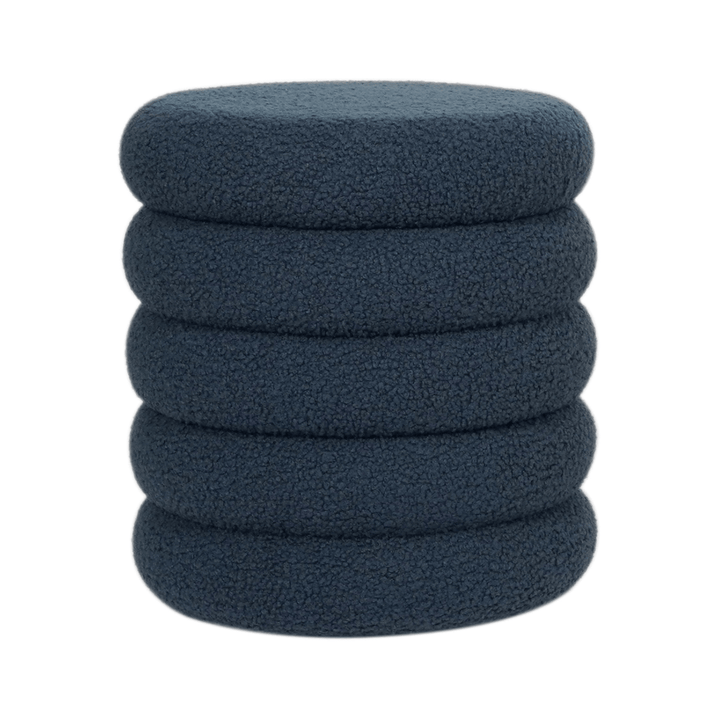 blue colour storage stool with teddy fleece fabric on white background