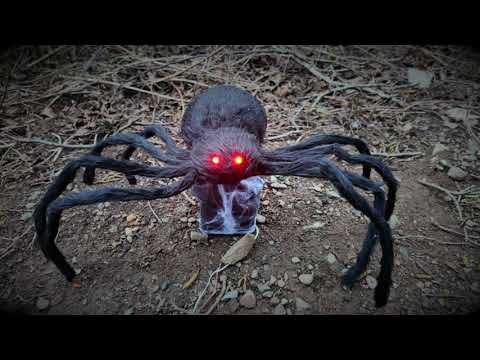Animated Scary Jumping Spider Lights Sounds Horror Decoration 70cm