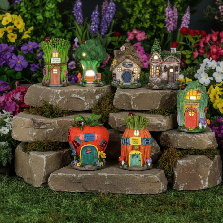 Solar Powered LED House Garden Ornaments Patio Outdoor Feature