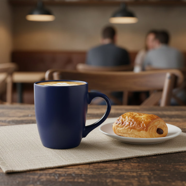 Set of 4 Matt Coloured Stoneware Coffee Mugs Tea Coffee