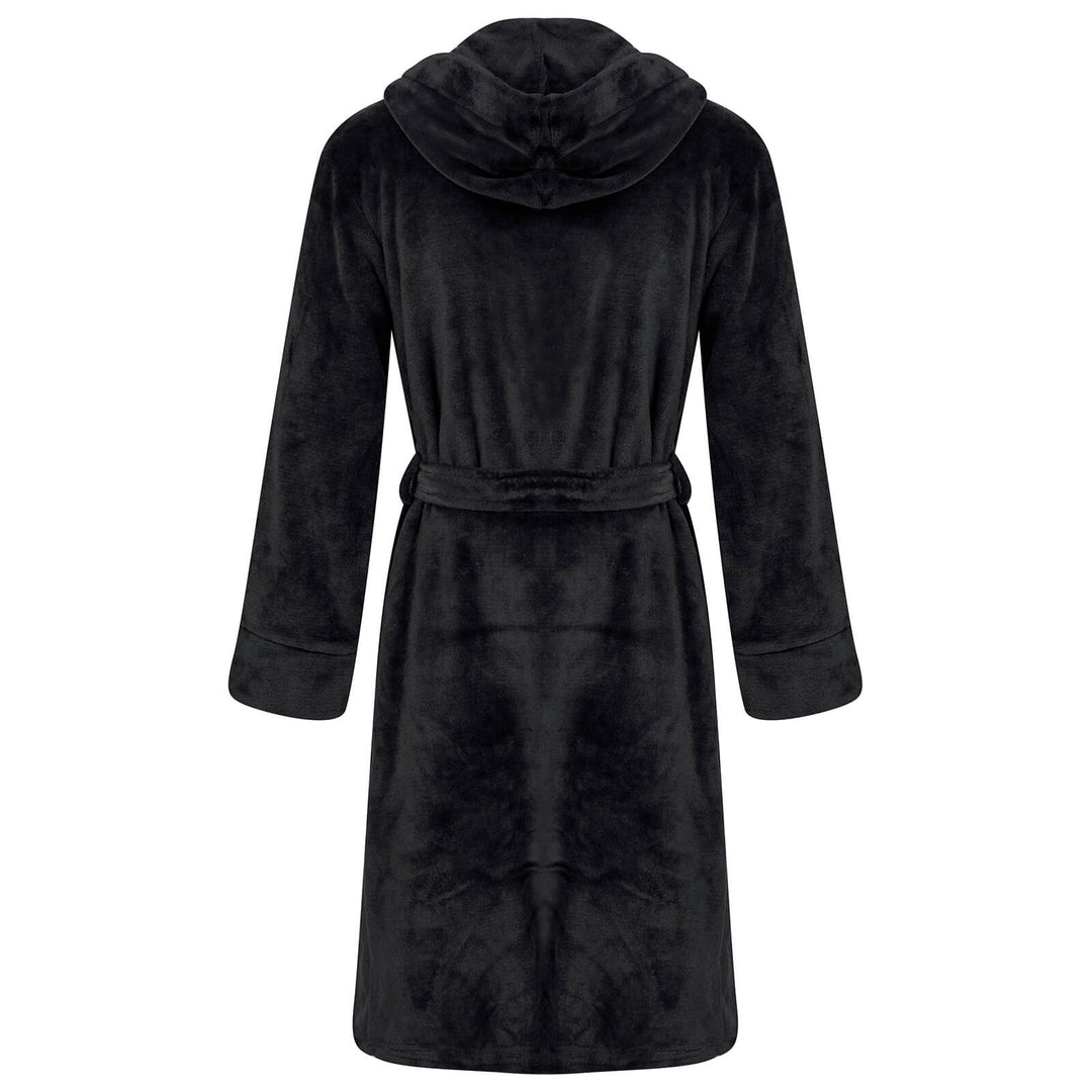 Fur Mens Black Fluffy Dressing Gown Heat Holders Mens Dressing