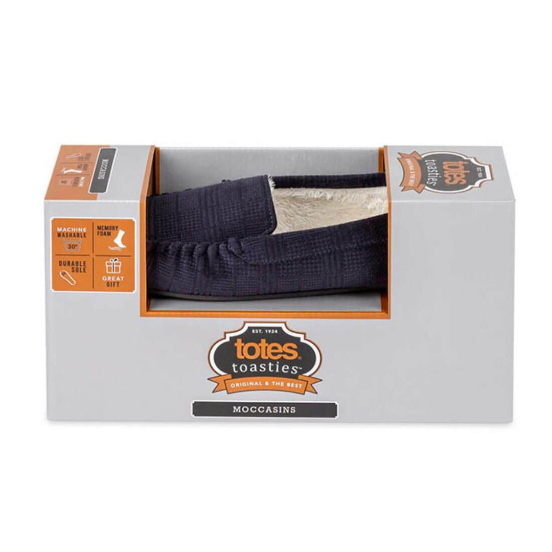 Buy Totes Mens Velour Moccasin Slippers Online XS Stock – XS