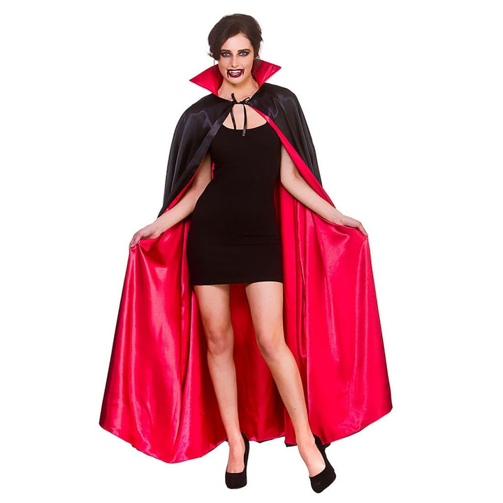 Super Deluxe Black Satin Vampire Cape Red Lining 80/140cm 140cm