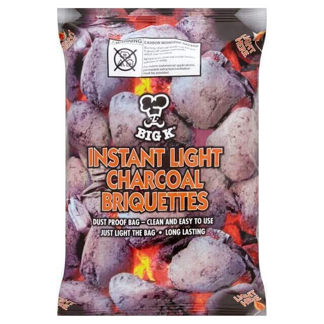 Big K Instant Light The Bag Charcoal Briquettes BBQ Fuel 1kg