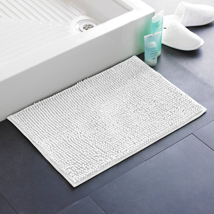 Step-Out Bath &amp; Shower Mat Shaggy Noodle Pile Fibre Non-Slip
