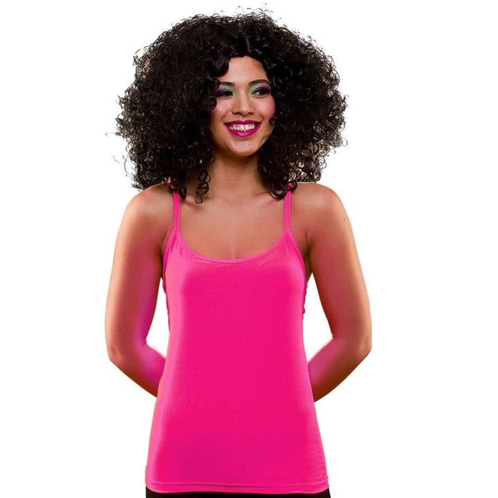 80s Neon Vest Top Fancy Dress Costume Disco Halloween Party Pink / S