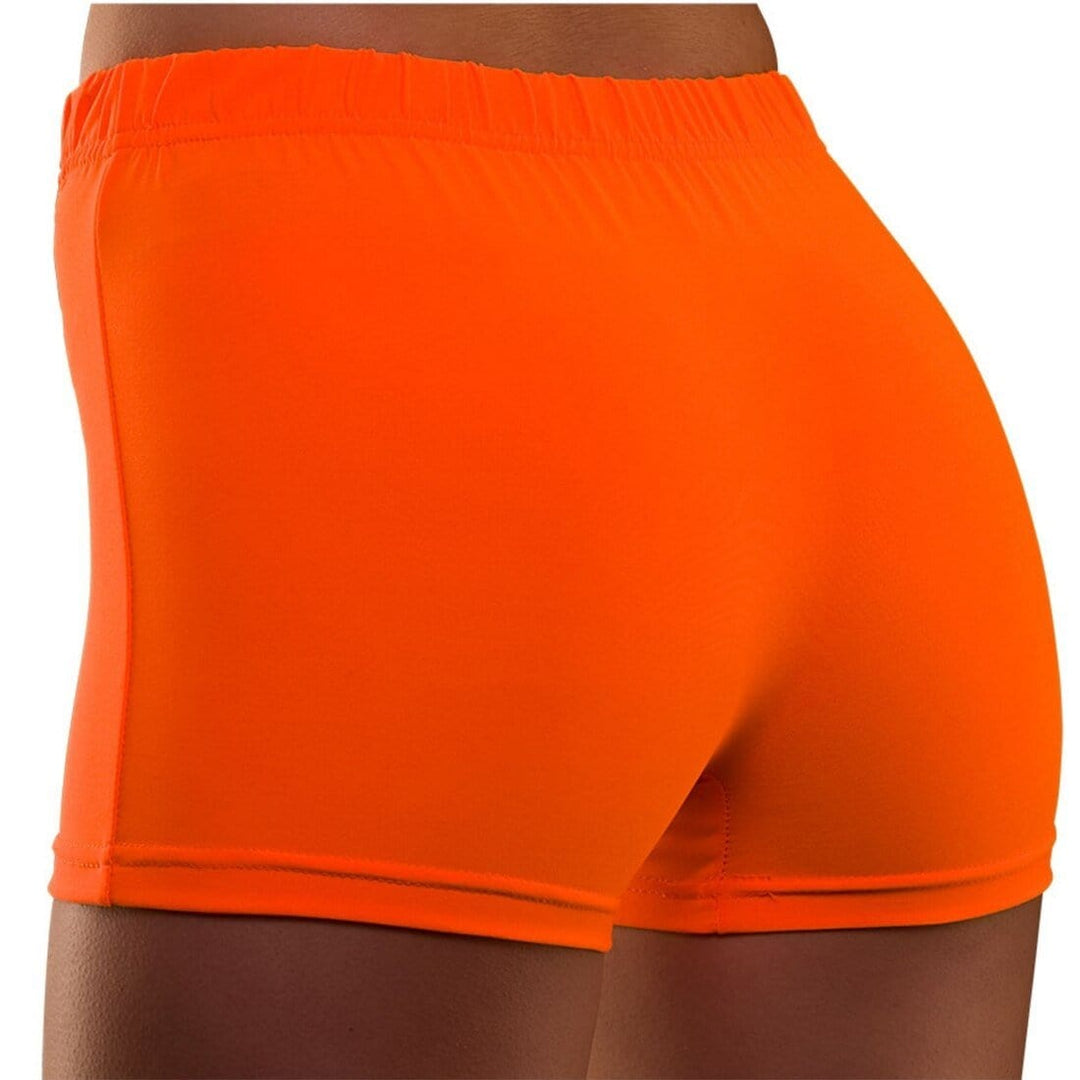 80s Neon Hot Pants Fancy Dress Costume Halloween Disco Shorts Orange / S