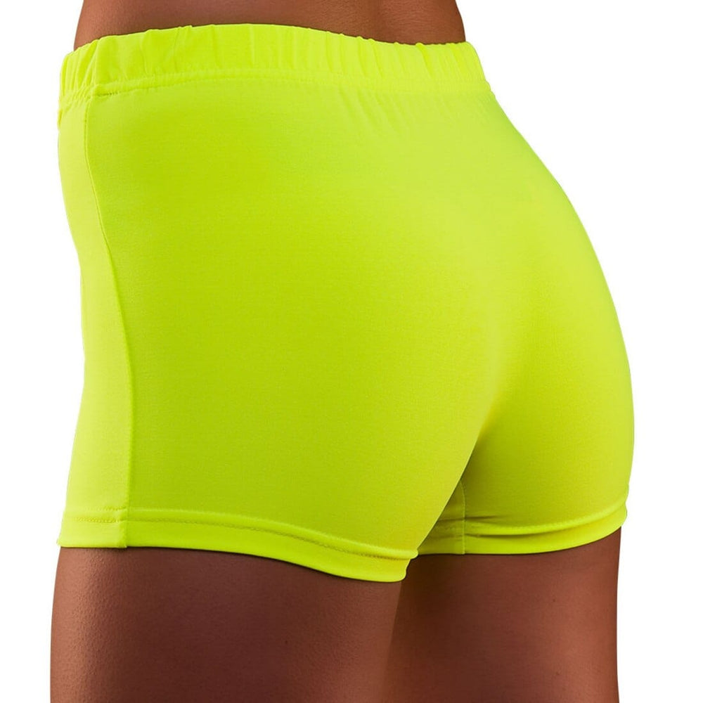 80s Neon Hot Pants Fancy Dress Costume Halloween Disco Shorts Yellow / S