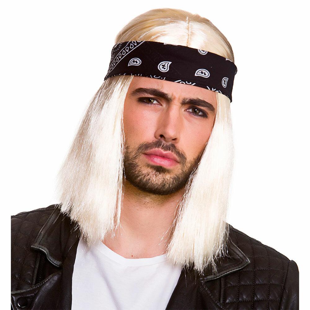 1990s Rocker Wig White Hair Headband Fancy Dress Halloween