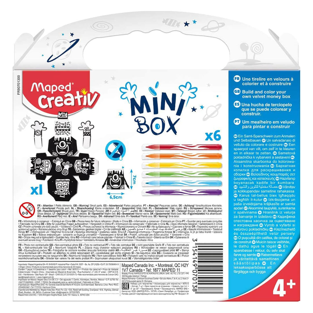 Build & Colour Mini Velvet Money Box Maped Creativ 7cm Age 4+