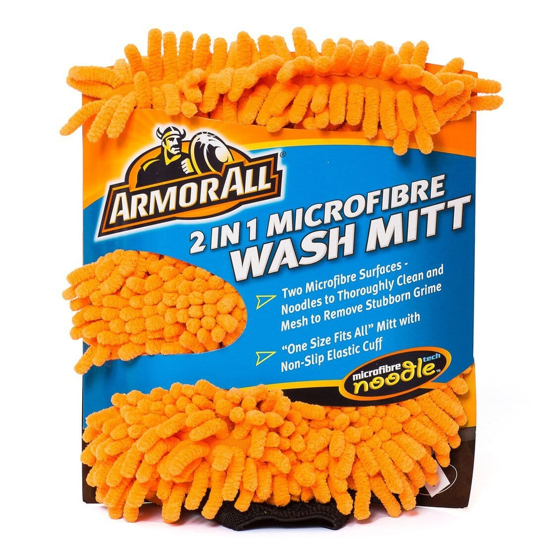 2 in 1 Microfibre Car Wash Mitt Noodles Mesh One Size