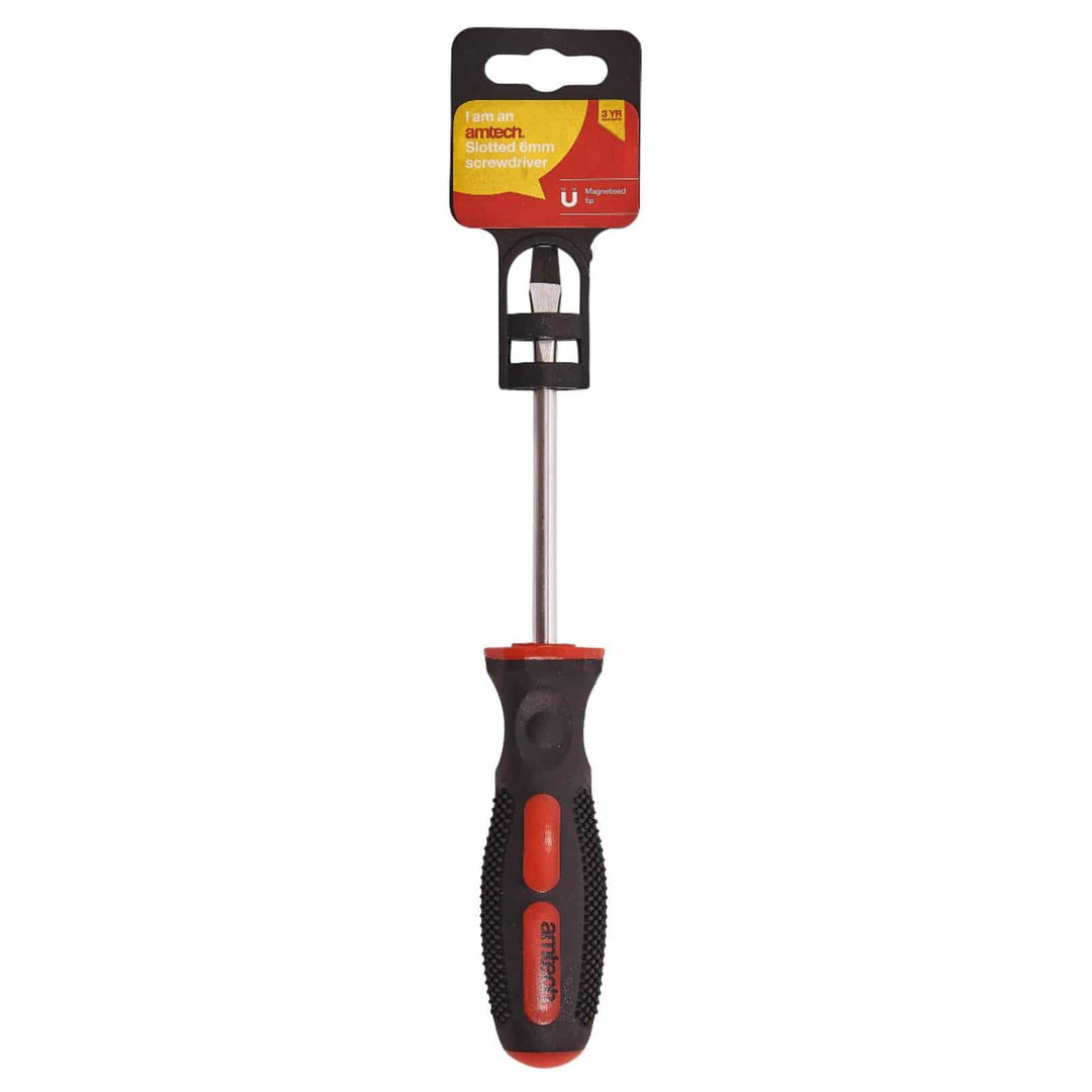 Amtech Slotted 6mm Screwdriver 100mm Soft Grip