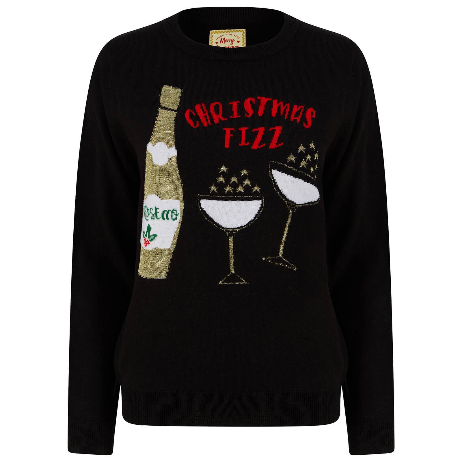 Buy Womens Christmas Jumper Fizz Prosecco Bottle Glass XS Stock XS Stock