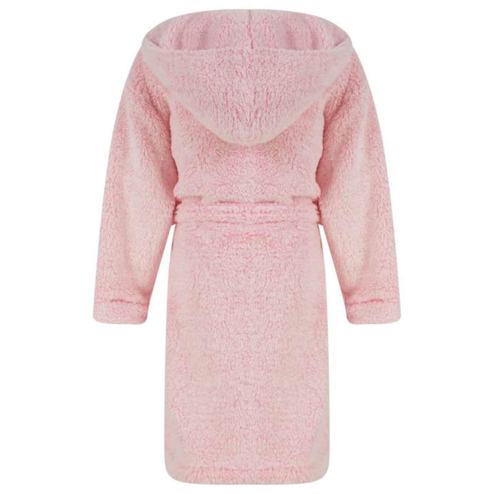 Girls Fleece Hooded Dressing Gown Tokyo Laundry Pink Ecru