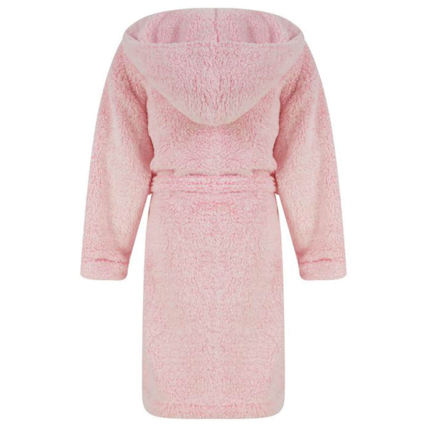 Girls Fleece Hooded Dressing Gown Tokyo Laundry Pink Ecru