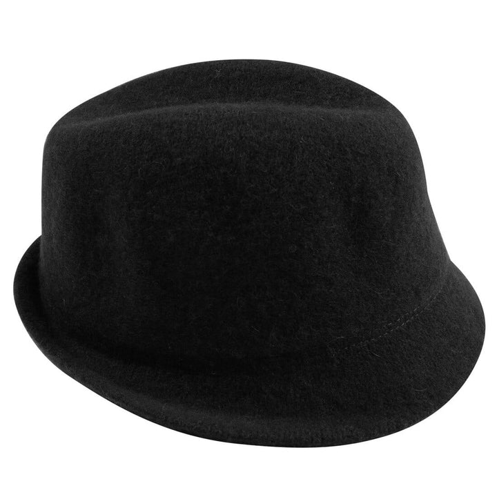 Womens Lana Wool Hat With Shaped Brim Black Or Blackberry Black