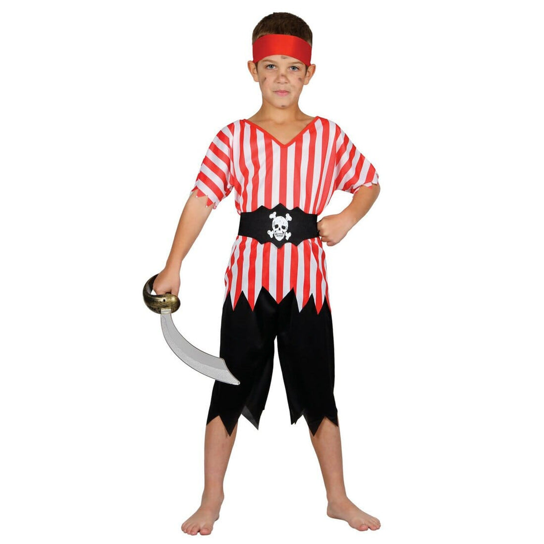 Boys High Seas Pirate Fancy Dress Costume Shipmate Red L (8-10 years)