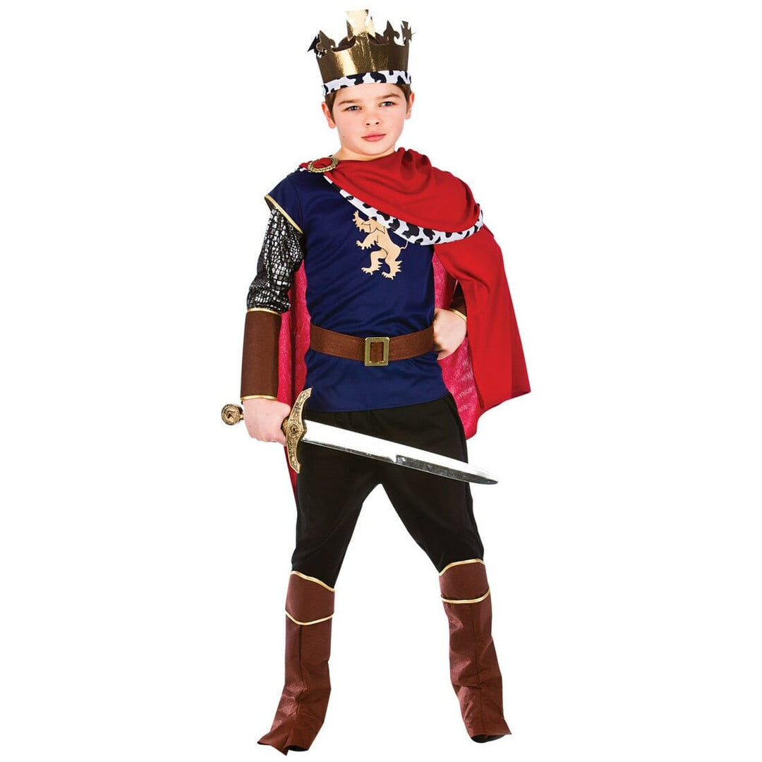 Boys Deluxe Medieval King Gold Crown Cape Halloween Costume L (8-10 years)