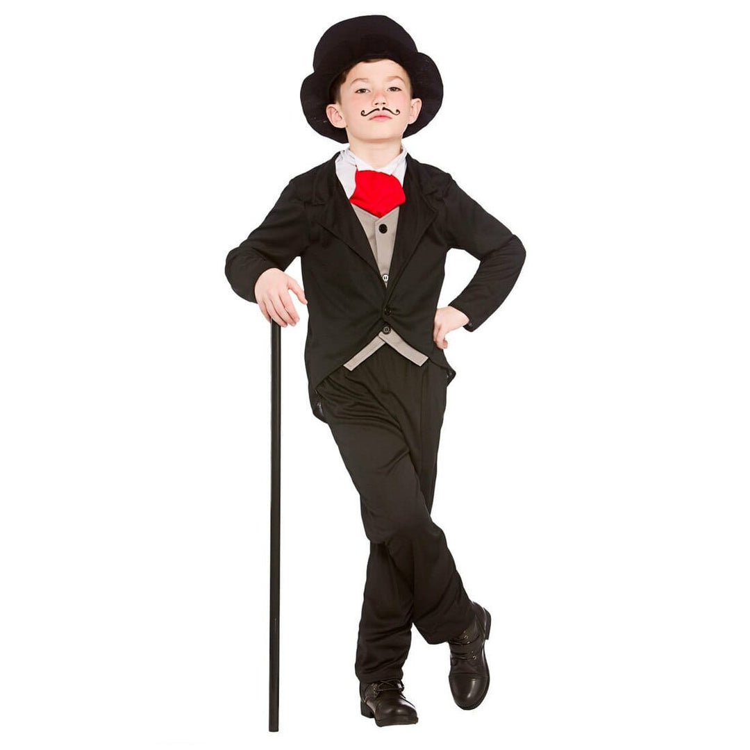 Boys Victorian Gentleman Top Hat Black Halloween Costume L (8-10 years)