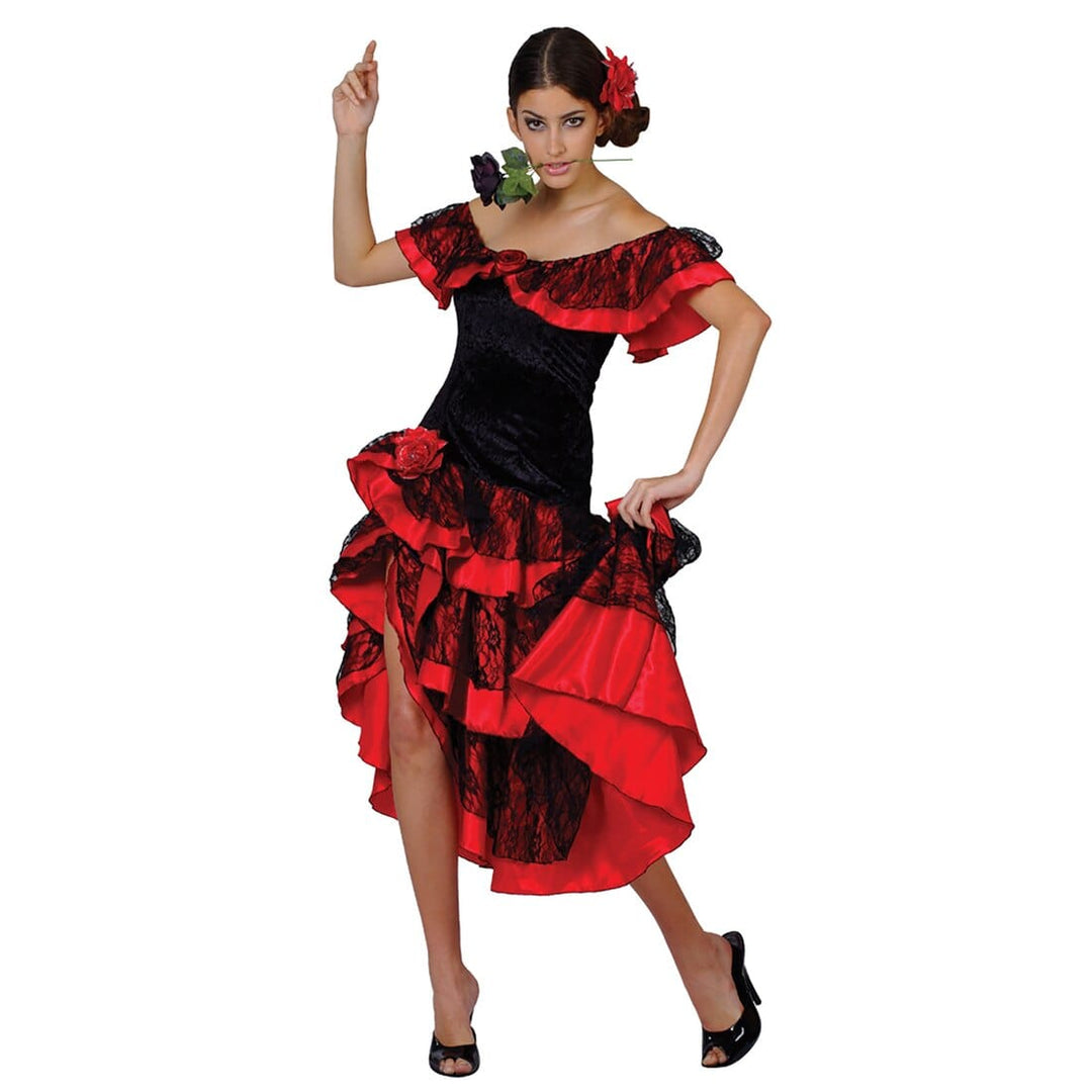 Womens Spanish Señorita Flamenco Dance Halloween Costume L (UK 18-20)
