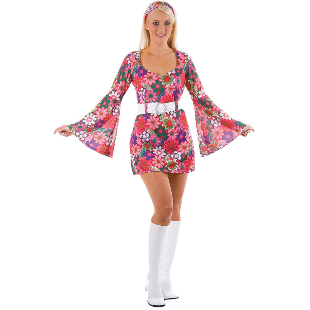 Womens Retro Go-Go Girl Flower Party Halloween Costume L (UK 18-20)