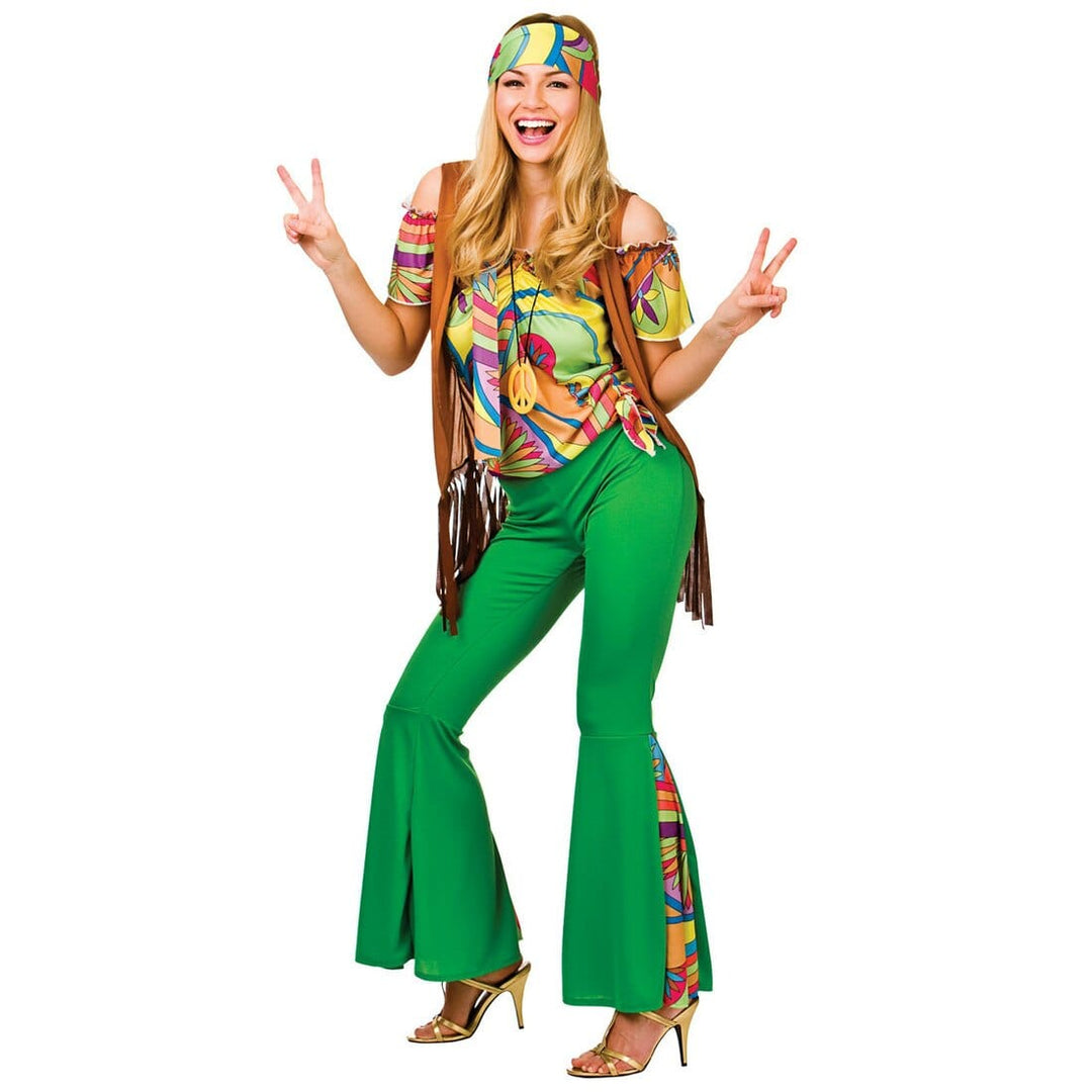 Womens Groovy Hippy Fancy Dress Party Halloween Costume L (UK 18-20)
